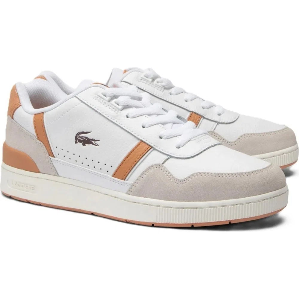 Детские кроссовки кожаные на шнуровке T-Clip Leather Lacoste, Белый — фото 2