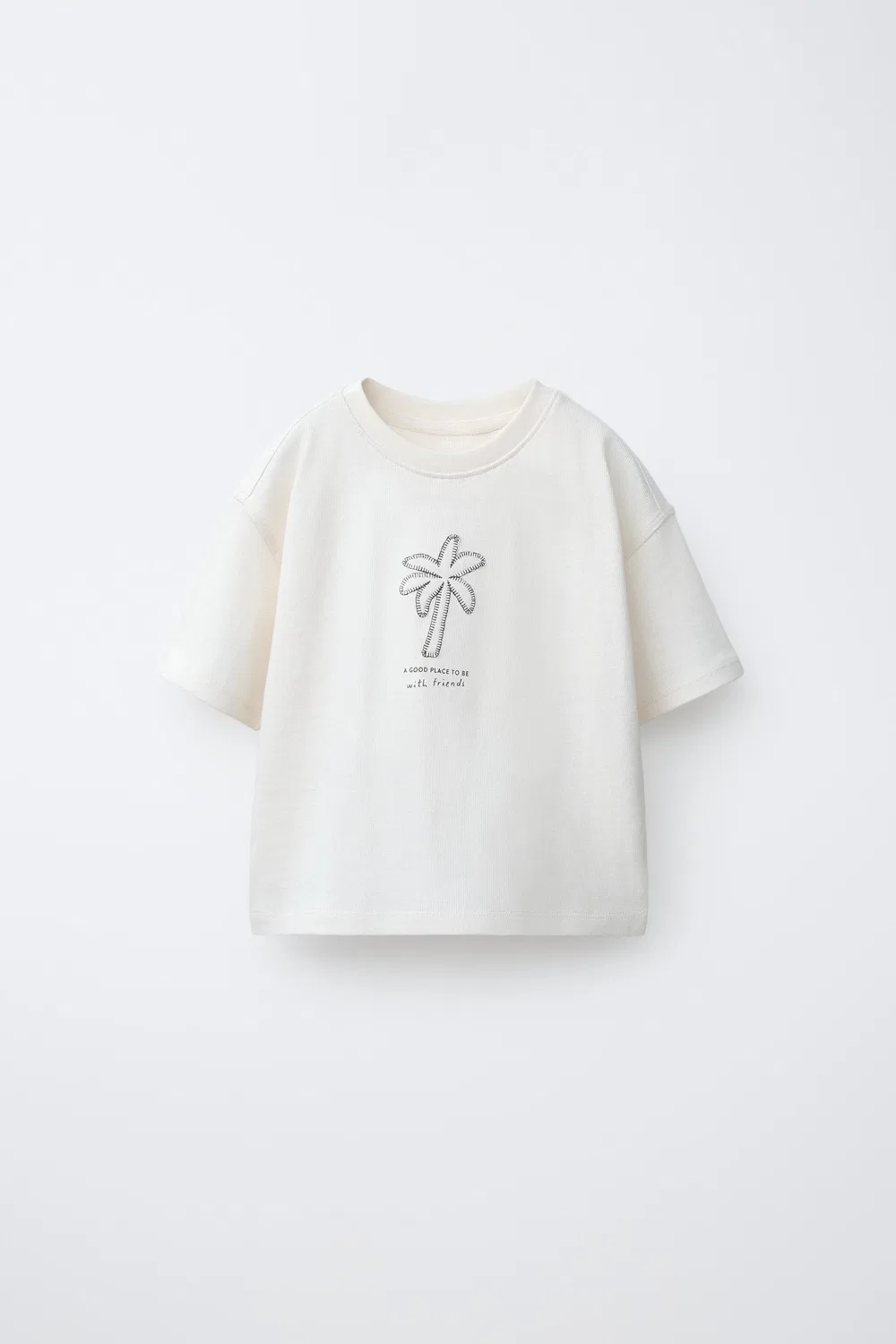 Футболка с вышивкой ZARA, Mid-Ecru