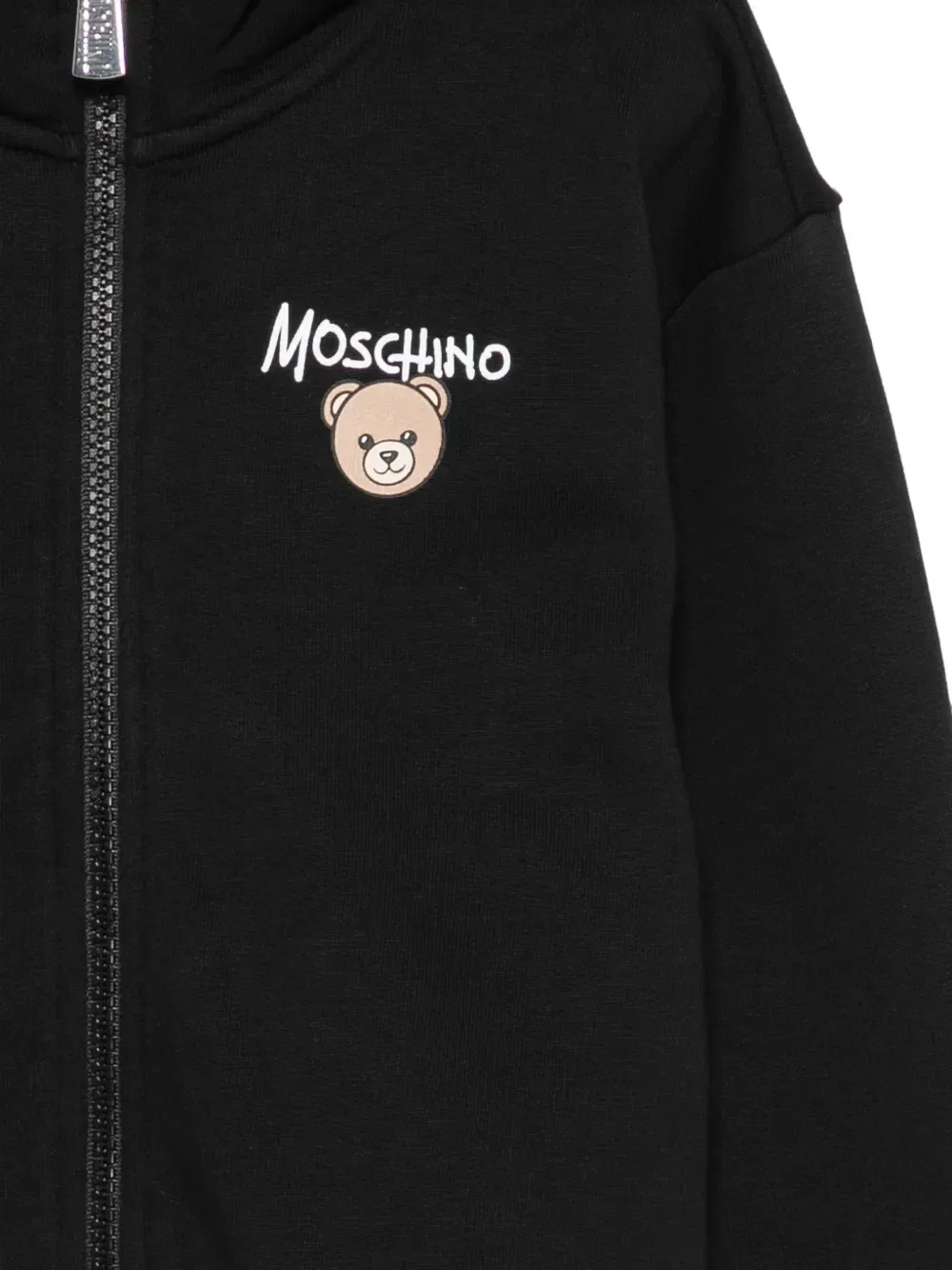 Толстовка на молнии с принтом плюшевого мишки Moschino Kids, черный — фото 3