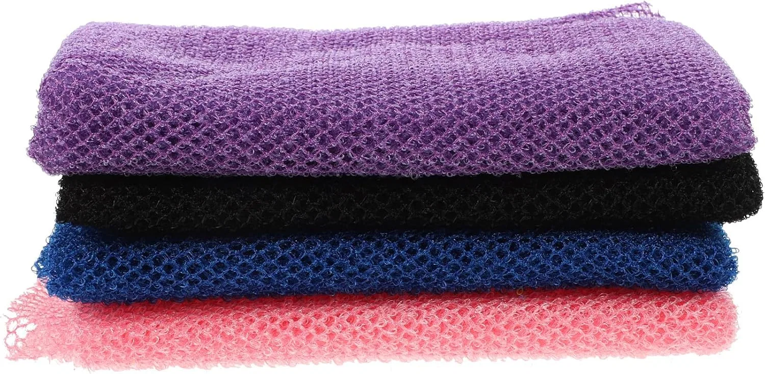 Мочалка из нейлона Hohopeti, 4 шт, 80x30 см, Синий, Черный, Розовый