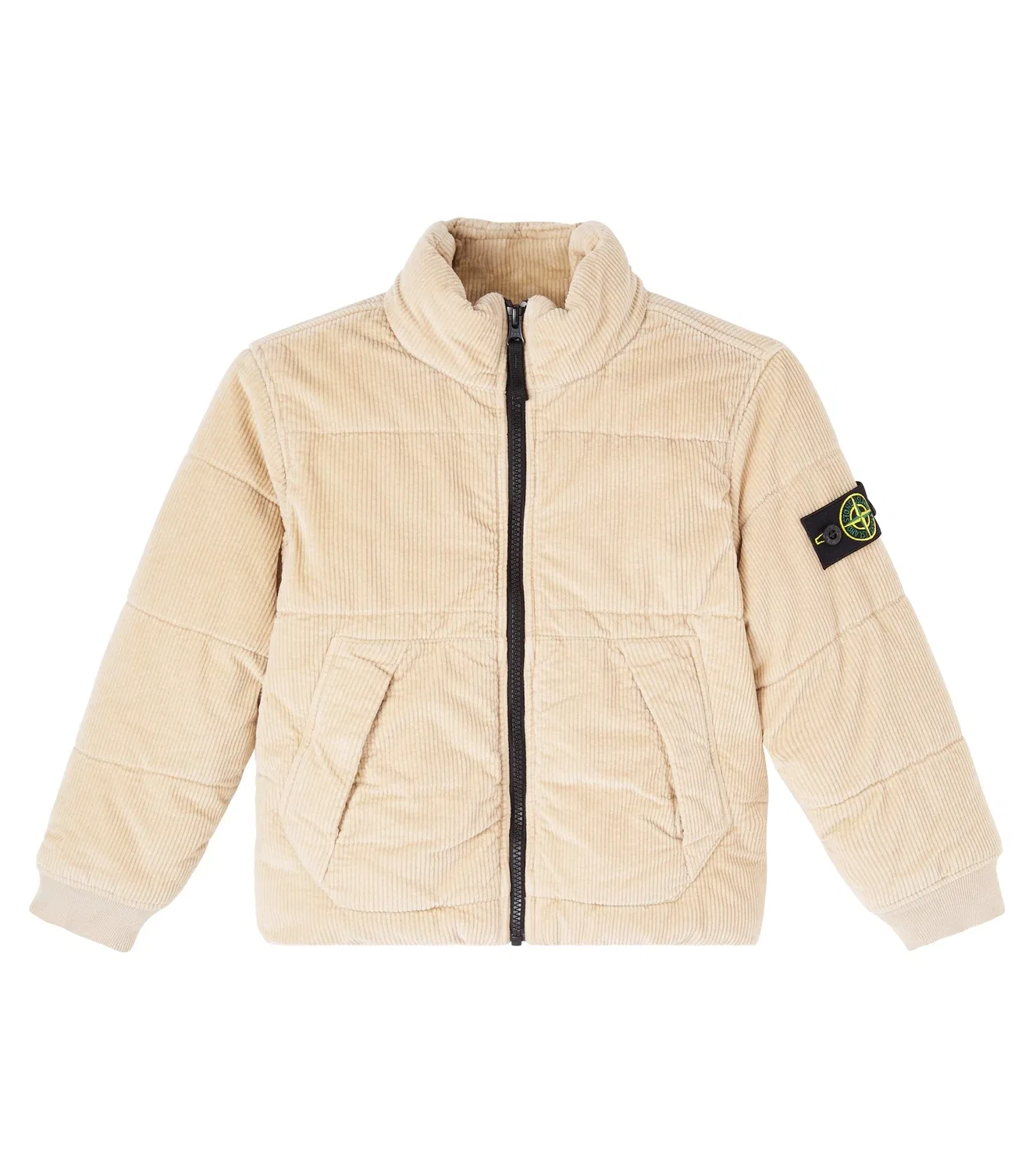 Легкая куртка из хлопкового вельвета в рубчик Stone Island Junior, бежевый