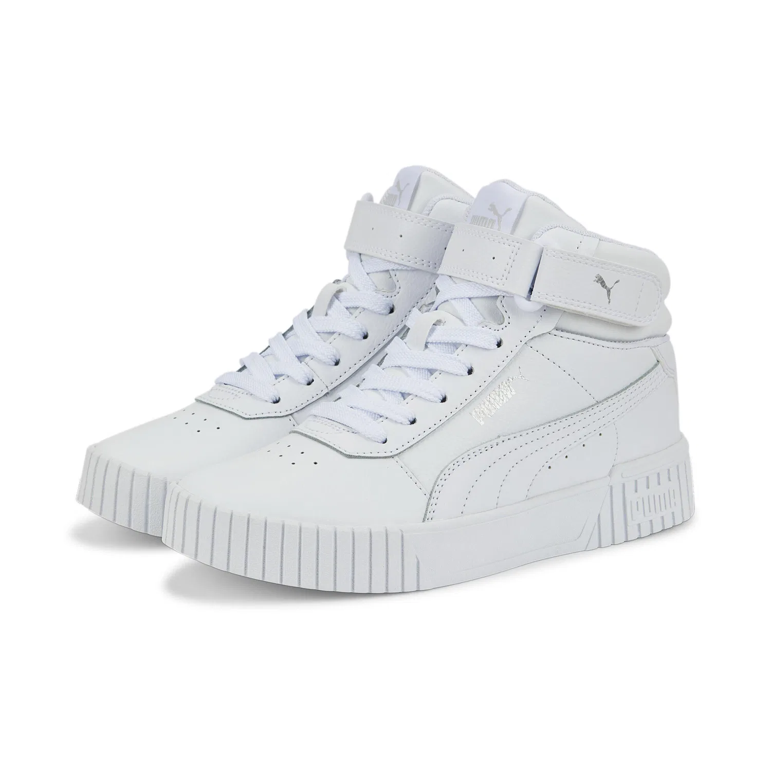 Детские кроссовки с высоким верхом Carina 2.0 Mid Puma, Weiss Silber Grau