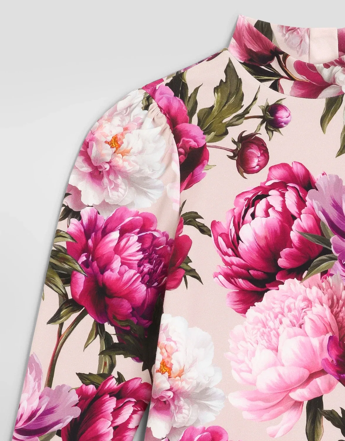 Платье из интерлока с пионовым принтом Dolce&Gabbana, бежевый — фото 4