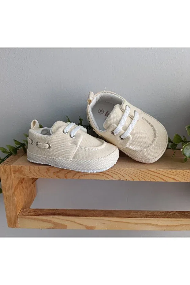 Детские пинетки для мальчиков с принтом Minilkabebe panama linen baby boy first step booties shoes 18-19 number Leoncino, Cream