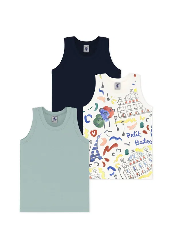 Комплект из 3 маек хлопок Petit Bateau, бирюзовый