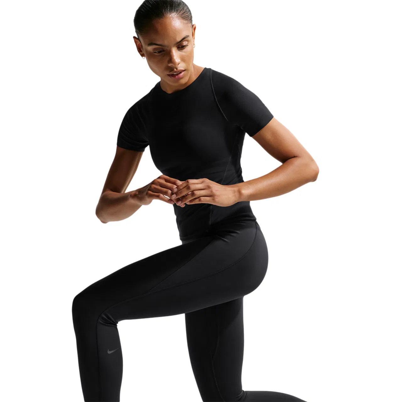 Женские леггинсы с высоким поясом, 7/8, с карманами, Nike Dri-FIT Universal HR 7/8 Pocket Tight, Black/Anthracite/Dk Smoke Grey — фото 3