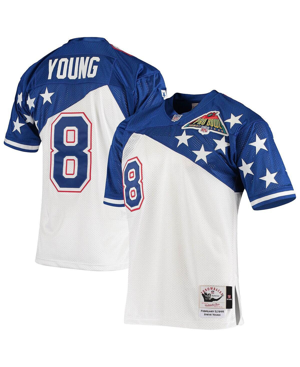 

Мужская футболка steve young white, blue nfc 1994 pro bowl authentic jersey Mitchell & Ness, мульти