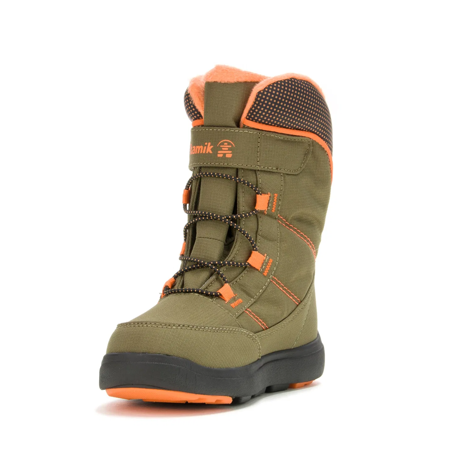 Детские зимние ботинки с липучкой Kamik, Olive-Orange