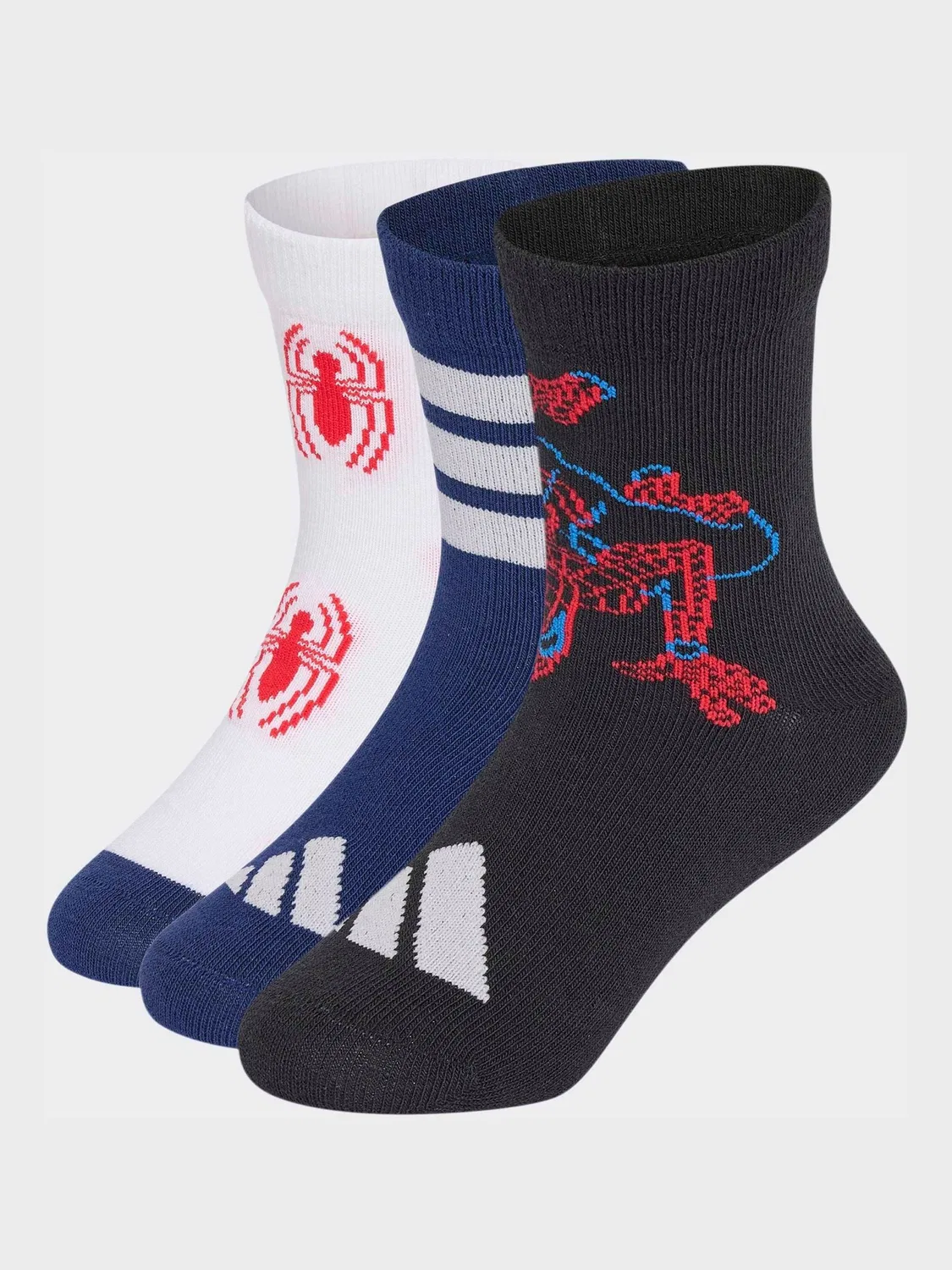 Носки детские, набор 3 пары, Marvel Spider-Man adidas, черный/темно-синий — фото 2