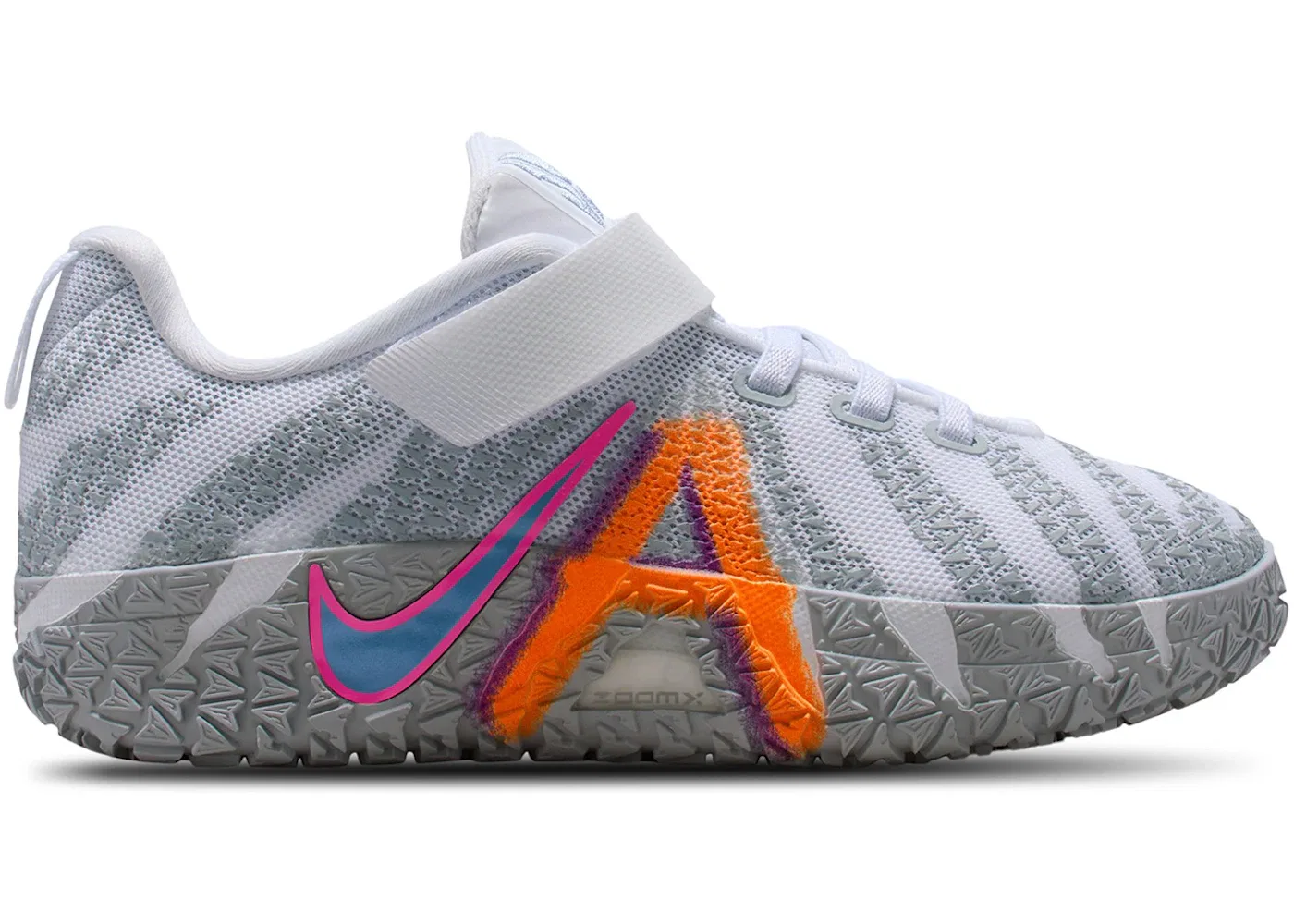 Детские кроссовки для мальчиков с длинным шнурованием Nike Ja 3, White/Dusty Cactus/Hyper Pink/Star Blue