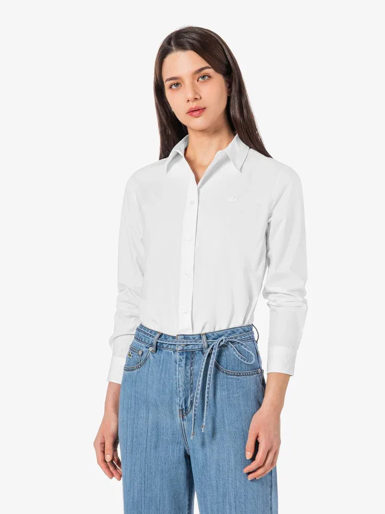 Рубашка LACOSTE White, с длинным рукавом, 100% хлопок — фото 4
