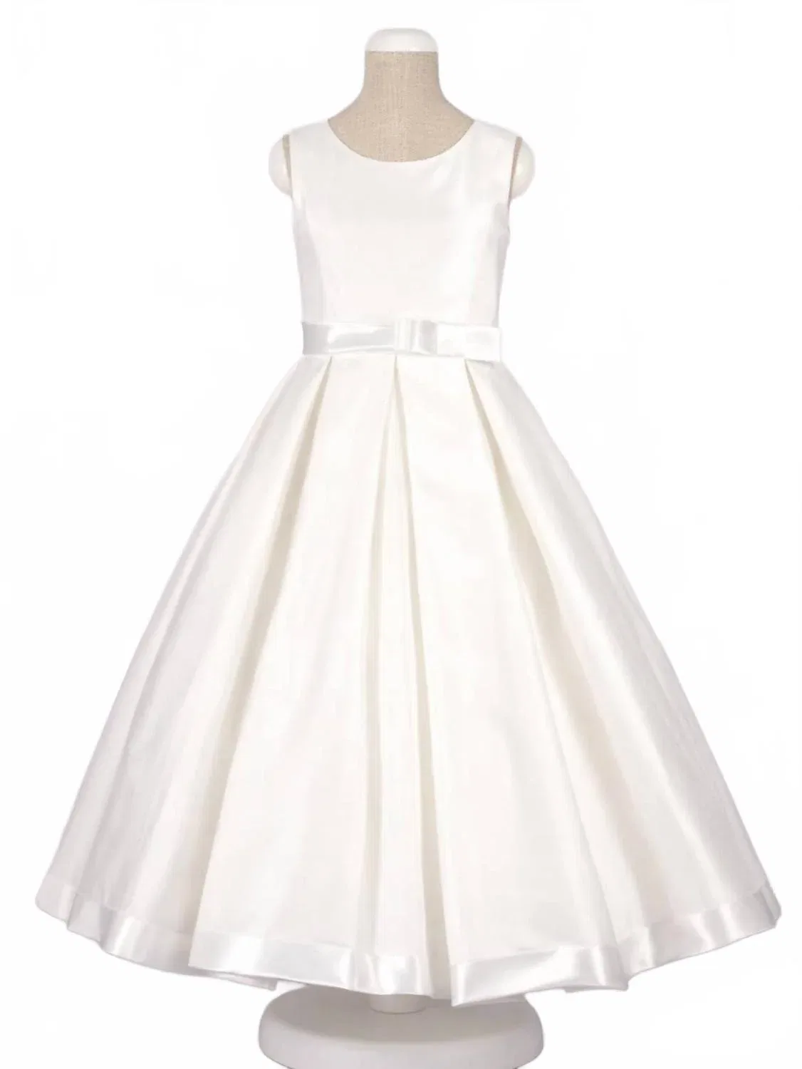 Детское платье для девочек с бантом на поясе Chic Satin Bow Waist Dress Bajabella, White — фото 2