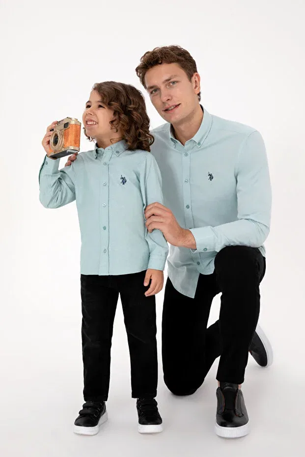 Детская рубашка для мальчиков с длинным рукавом U.S. Polo Assn., Dark Mint — фото 3