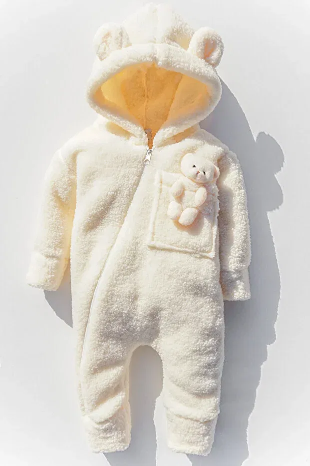 Детский комбинезон для девочек и мальчиков плюшевый X silk atlas girl boy baby and child teddy bear jumpsuit Gumbuloy, Ecru — фото 2