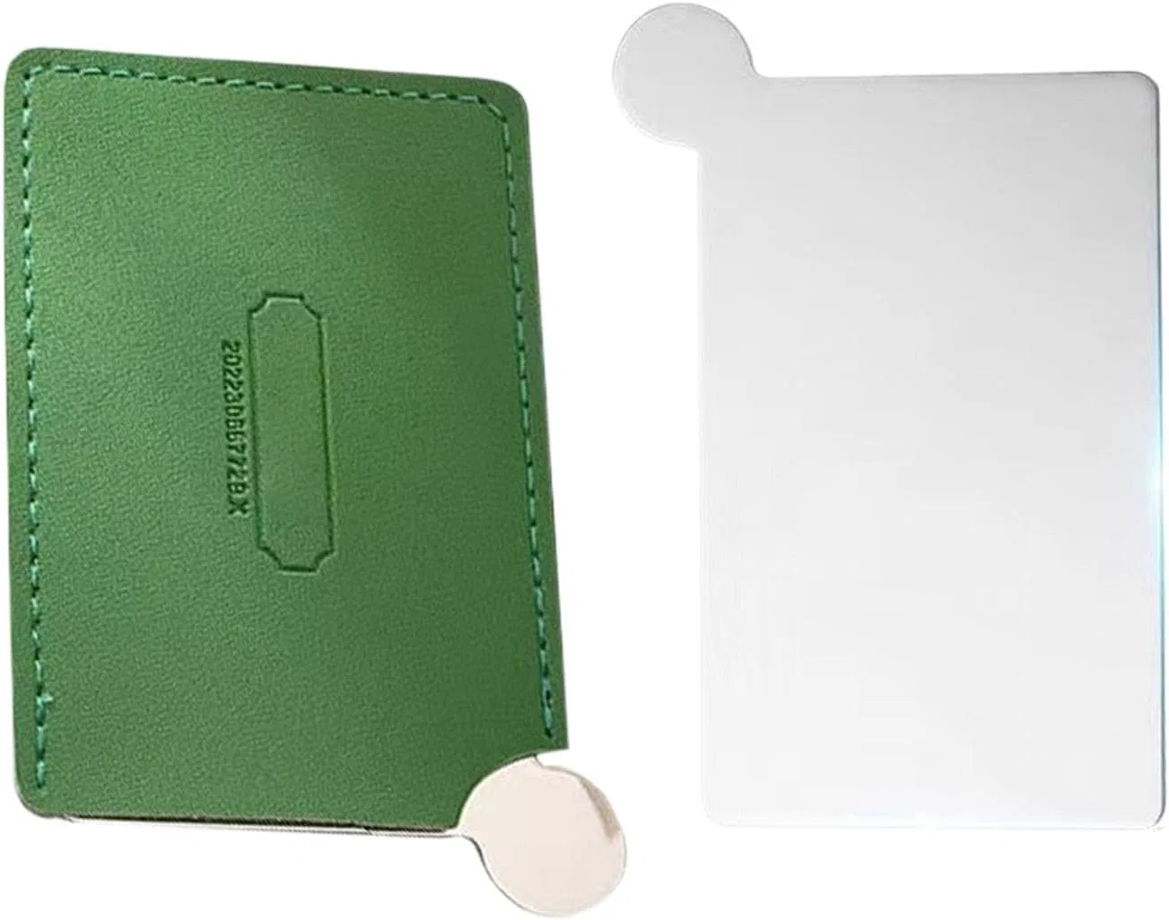 Ручное зеркало компактное с чехлом из PU-кожи, 9.8x6.1 см, Green Generisch
