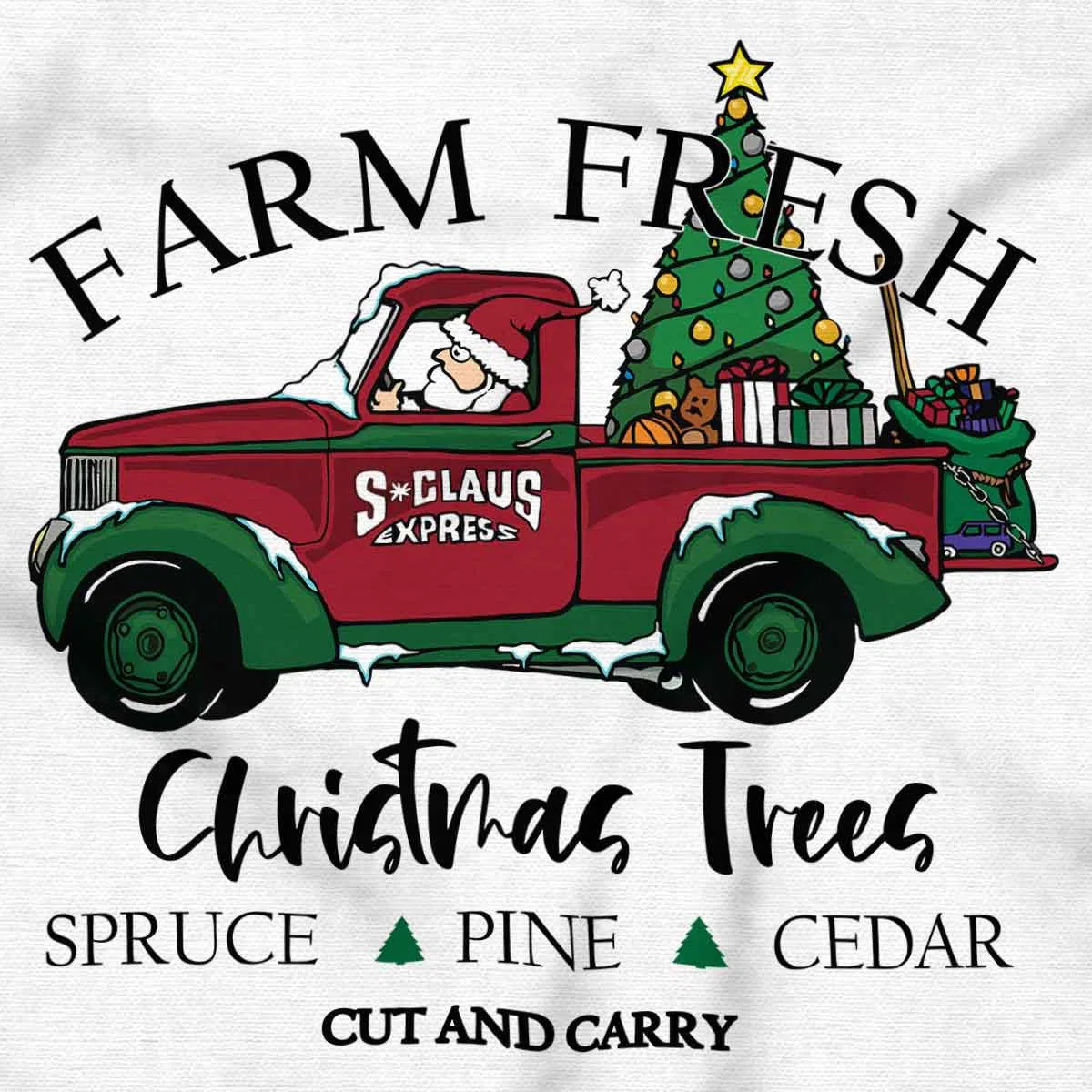 Детское боди-комбинезон с принтом Farm Fresh Christmas Tree Truck Brisco Brands, White — фото 2