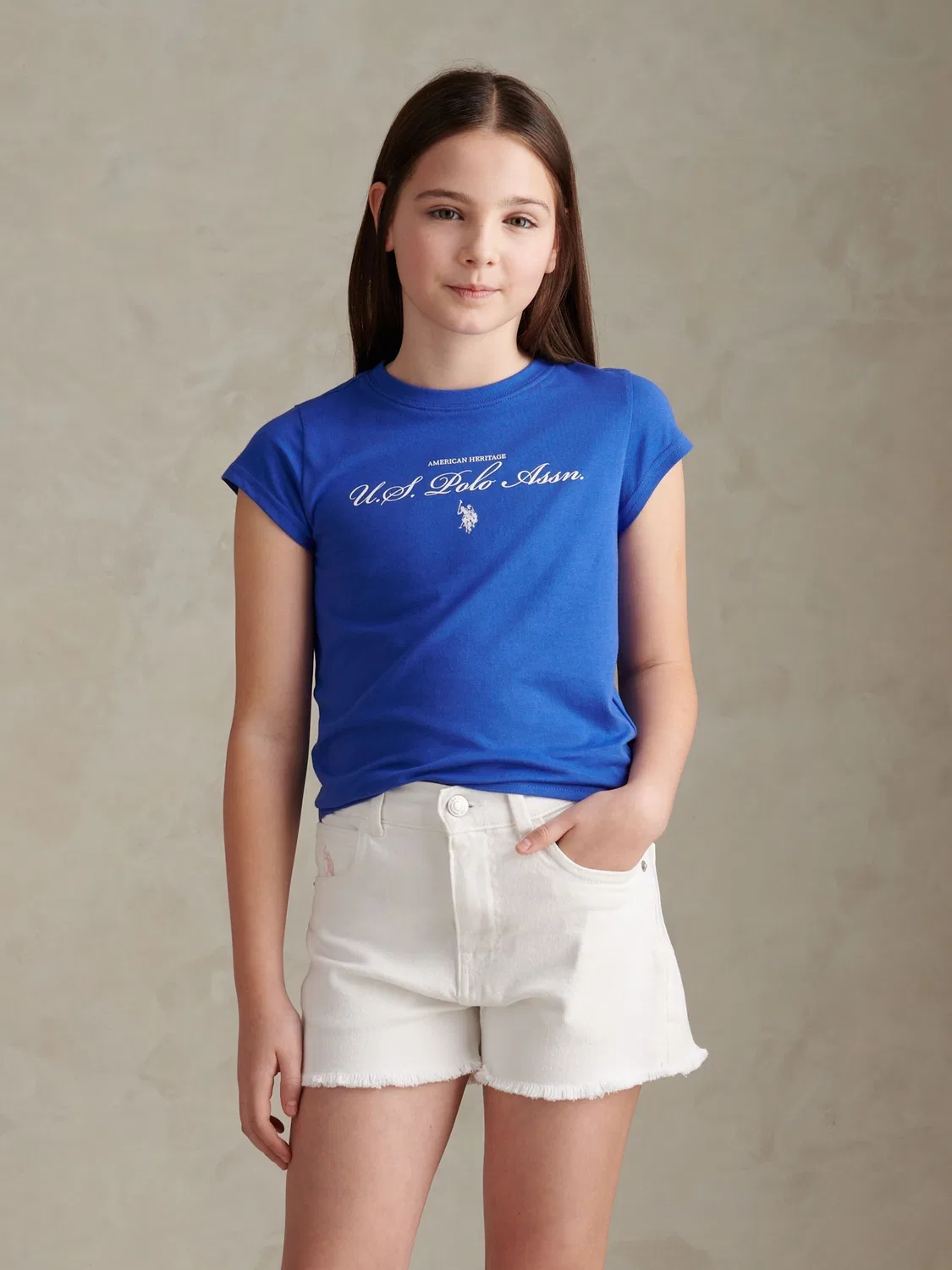 Футболка с коротким рукавом-крылышком, логотип Script U.S. Polo Assn, синий