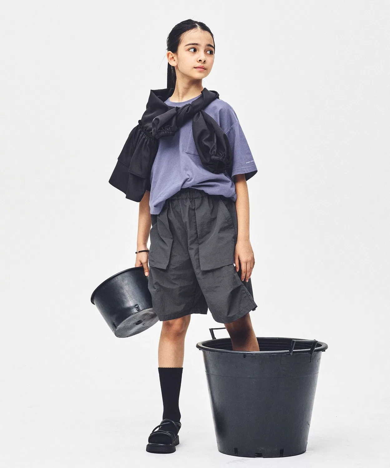Детские карго-шорты с принтом, Tasser Half Pants, green label relaxing, Dark Grey — фото 4