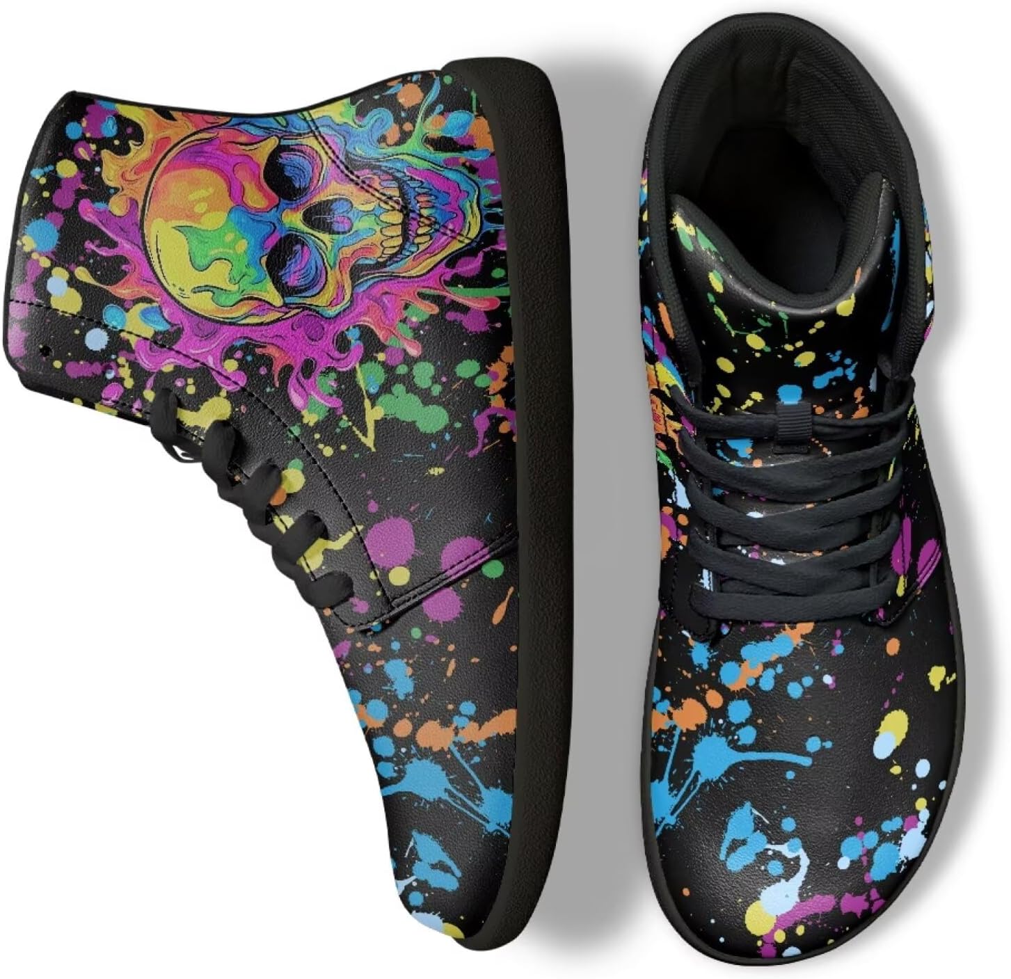 

Кроссовки Binienty для мужчин и женщин, широкие, модные, легкие, высокие, Ink Splash Skull