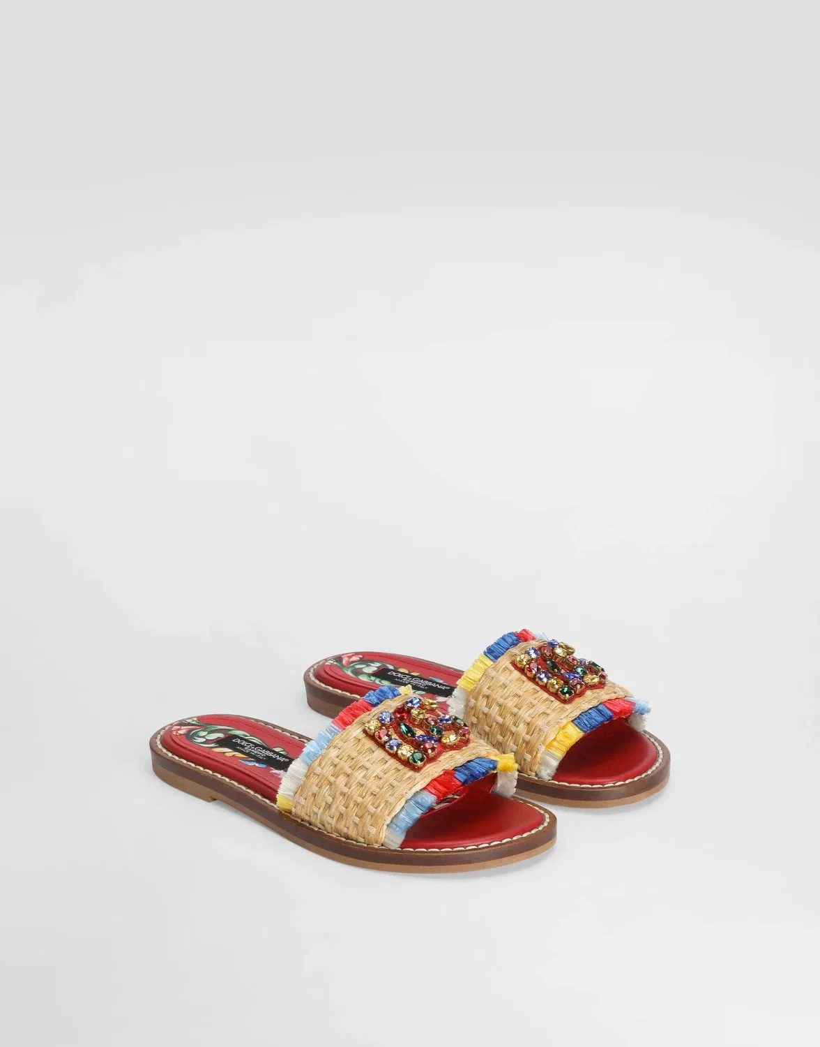 Плетеные шлепанцы-сабо с бахромой DOLCE & GABBANA, бежевый — фото 2