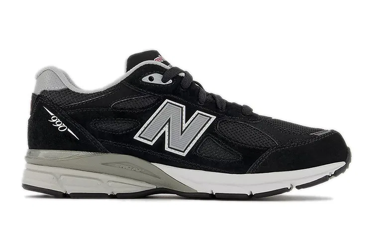 Детские кроссовки с кожаным верхом New Balance 990v3 Black GS, Wide — фото 3