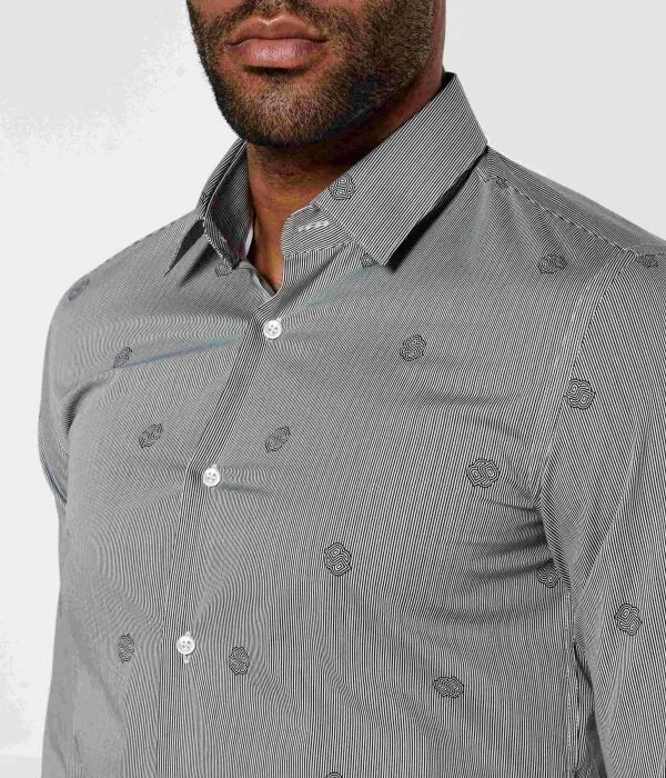Мужская рубашка с длинным рукавом H-Hank-S-Kent-C1-232 Slim Fit BOSS, черный — фото 4
