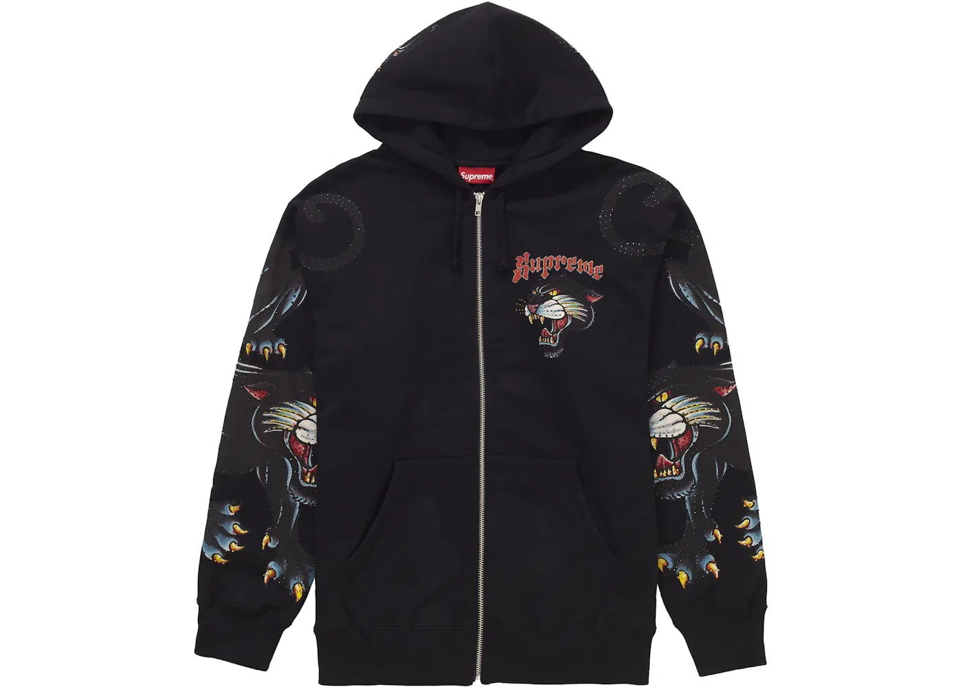 Мужская худи с принтом Supreme Panther Zip Up Hooded Supreme, Black — фото 2