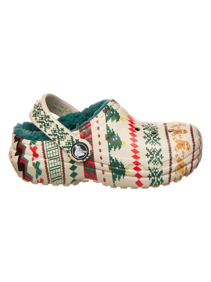 Сабо утепленные Lined Fair Isle Crocs, бежевый — фото 2