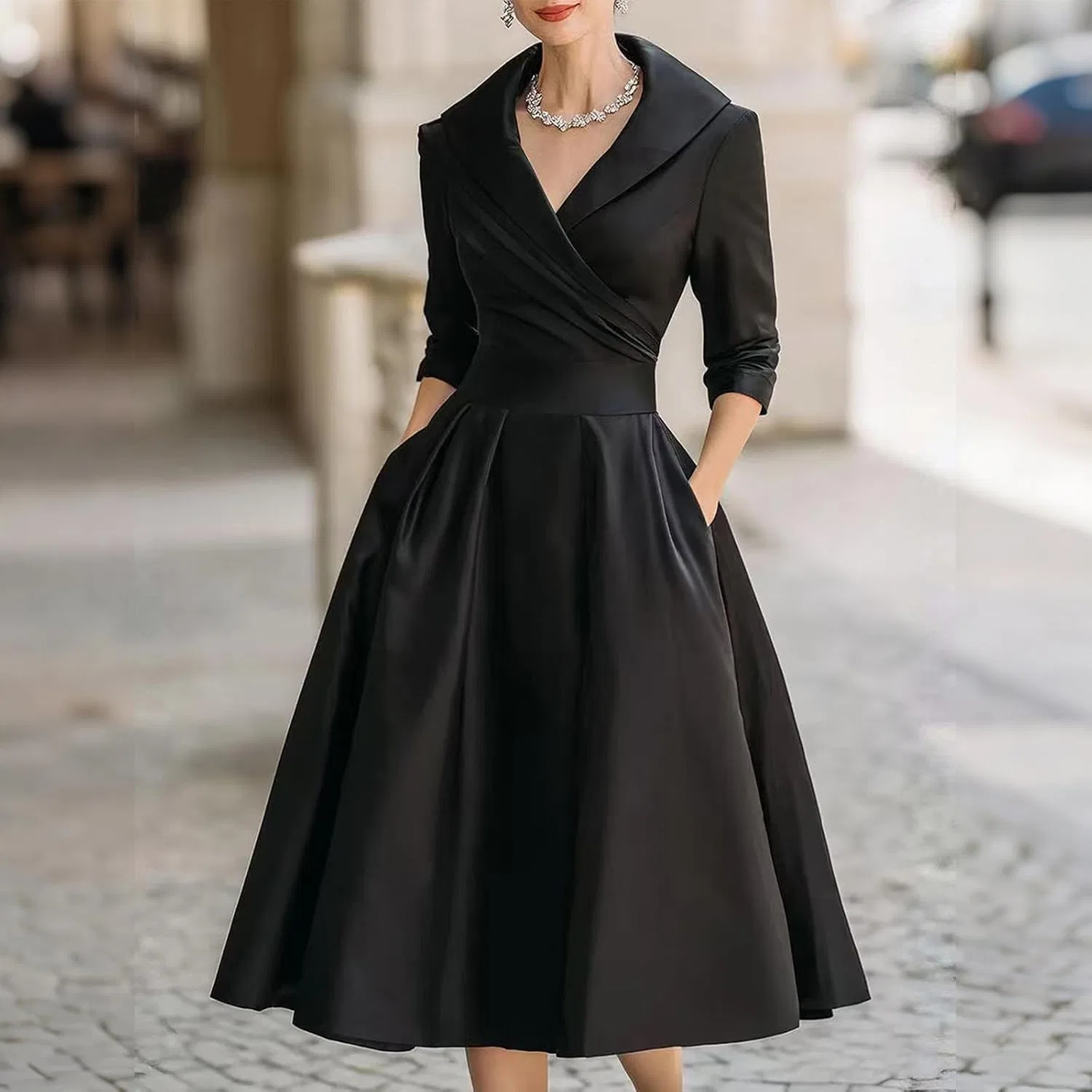 Женское вечернее платье-трапеция с запахом, модель Vintage Prom Gowns, чёрный — фото 2