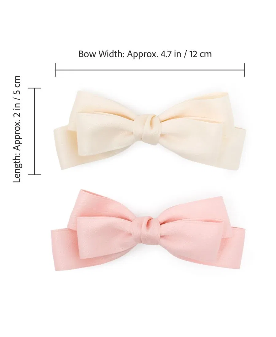 Комплект из 2 заколок с двойным бантом Puttisu, Blush Pink & Ivory — фото 4