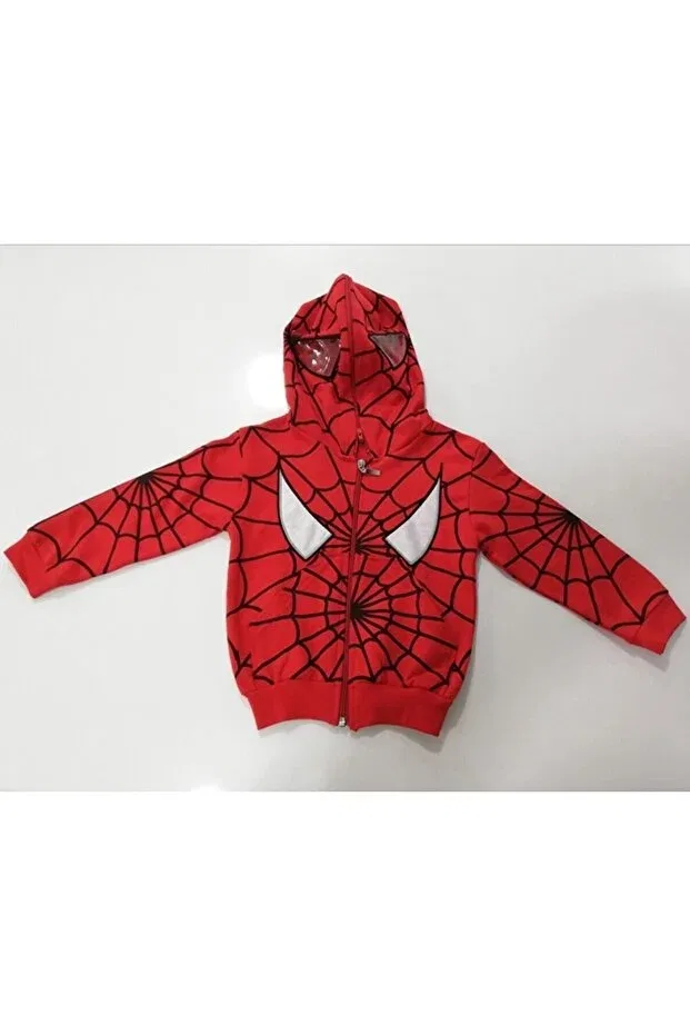 Детский кардиган с принтом Spiderman hooded cardigan Yonca Çocuk, Red