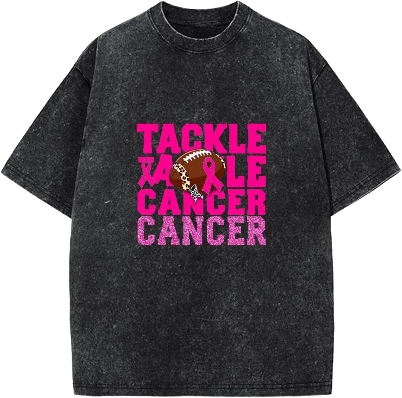 Мужская футболка с принтом Tackles Breast Cancer Awareness, Wash Black