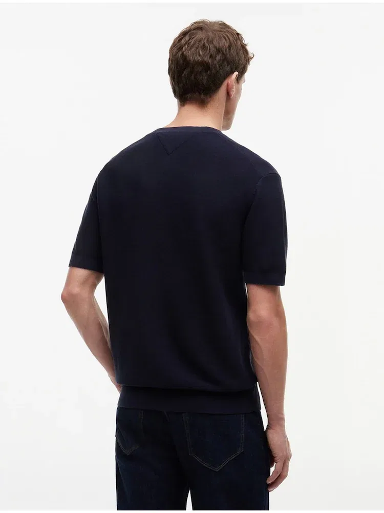 Пуловер из хлопка с фактурной вязкой TOMMY HILFIGER, Navy — фото 3
