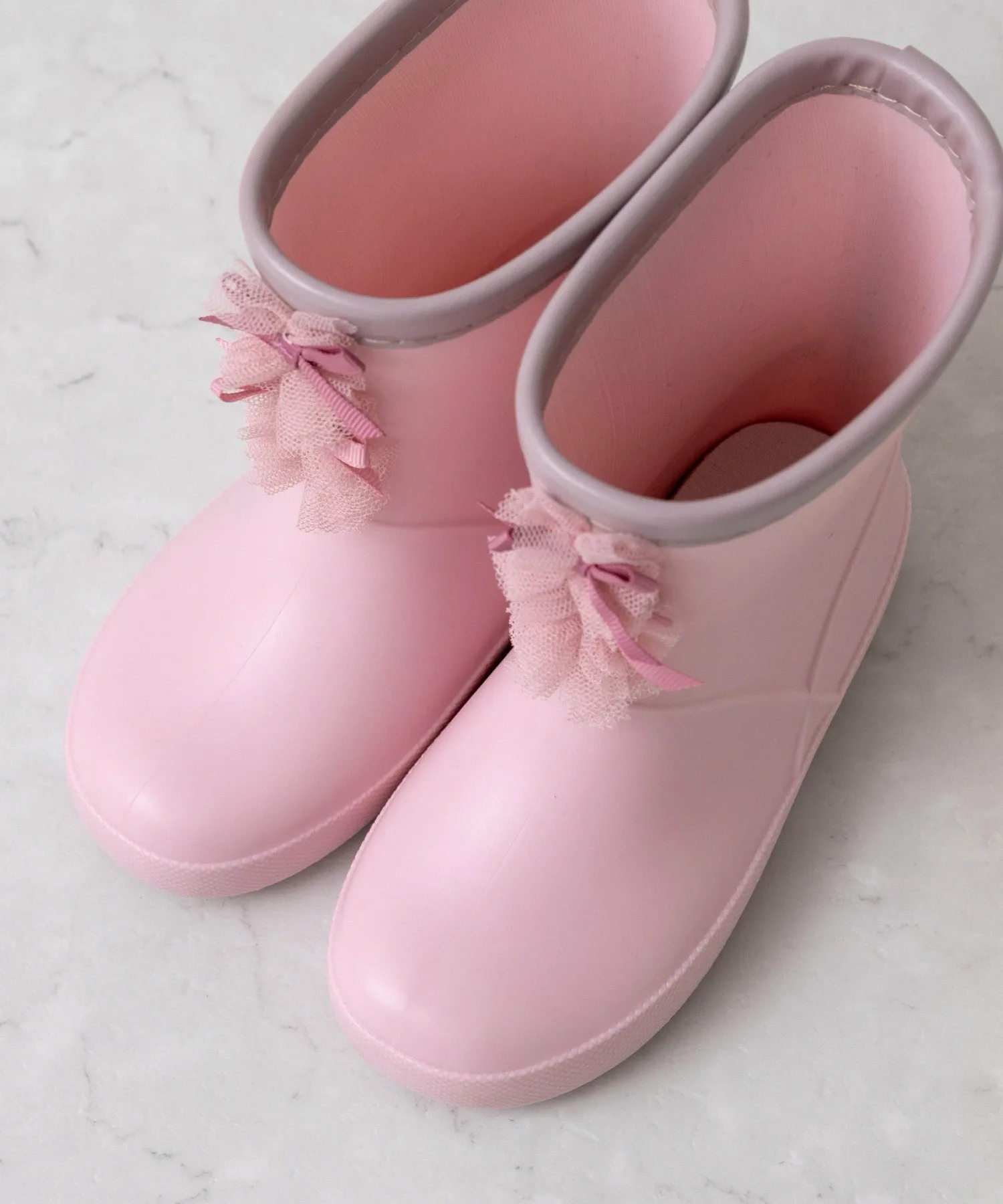 Короткие резиновые сапоги/тюлевая лента Panpantutu, Cream Rose — фото 3