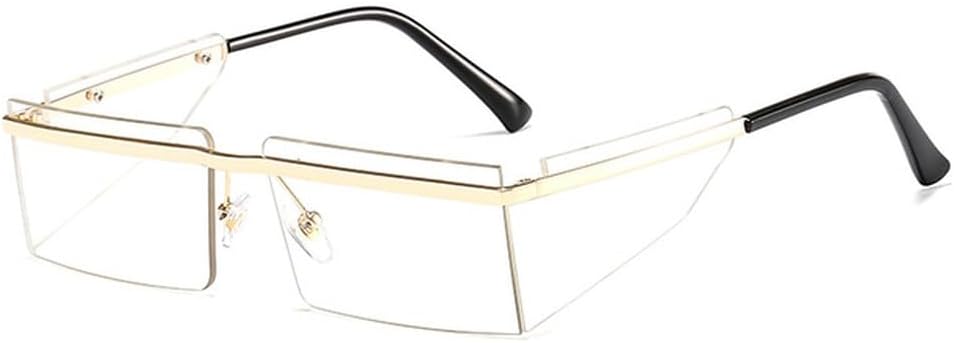 

Маленькие солнцезащитные очки без оправы для женщин, модные панк-очки, мужские очки в стиле ретро, ​​прямоугольные очки для женщин, защита от УФ-излучения UV400 HHZZYVY, C7 Gold-clear