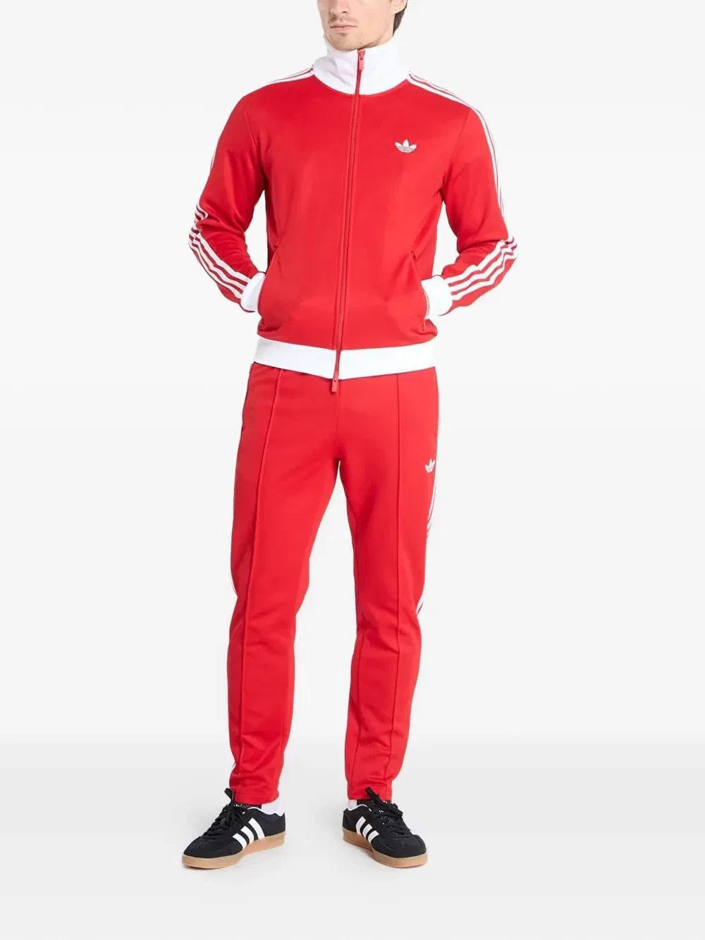 Спортивная кофта в полоску на молнии adidas, красный — фото 2
