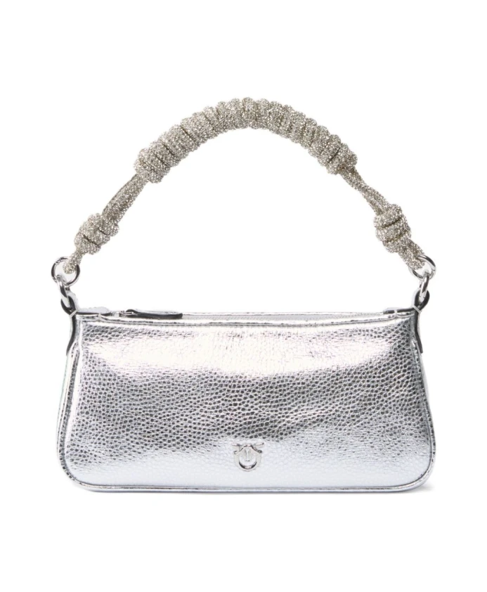 

Серебряная сумка через плечо на молнии Pinko, серый