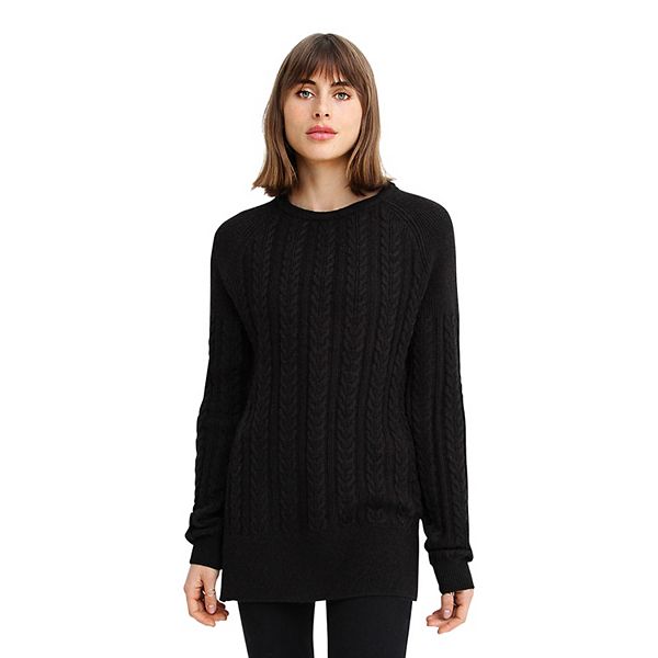 

Наконец-то джемпер с кабельной вязкой и разрезом Belle & Bloom, Black