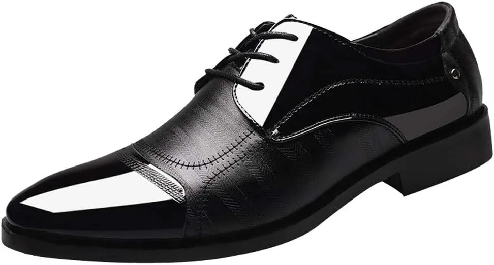 

Мужские туфли BORAMAX из лакированной кожи с шнуровкой, заостренные, деловые туфли из искусственной кожи PU, повседневные удобные туфли к костюму, черный