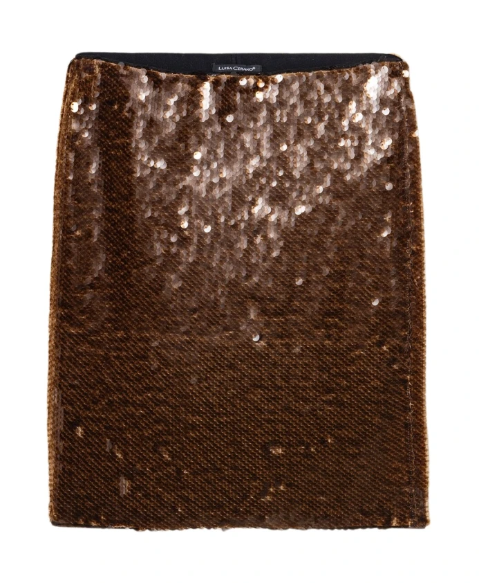 

Яркая мини-юбка, украшенная пайетками Luisa Cerano, коричневый