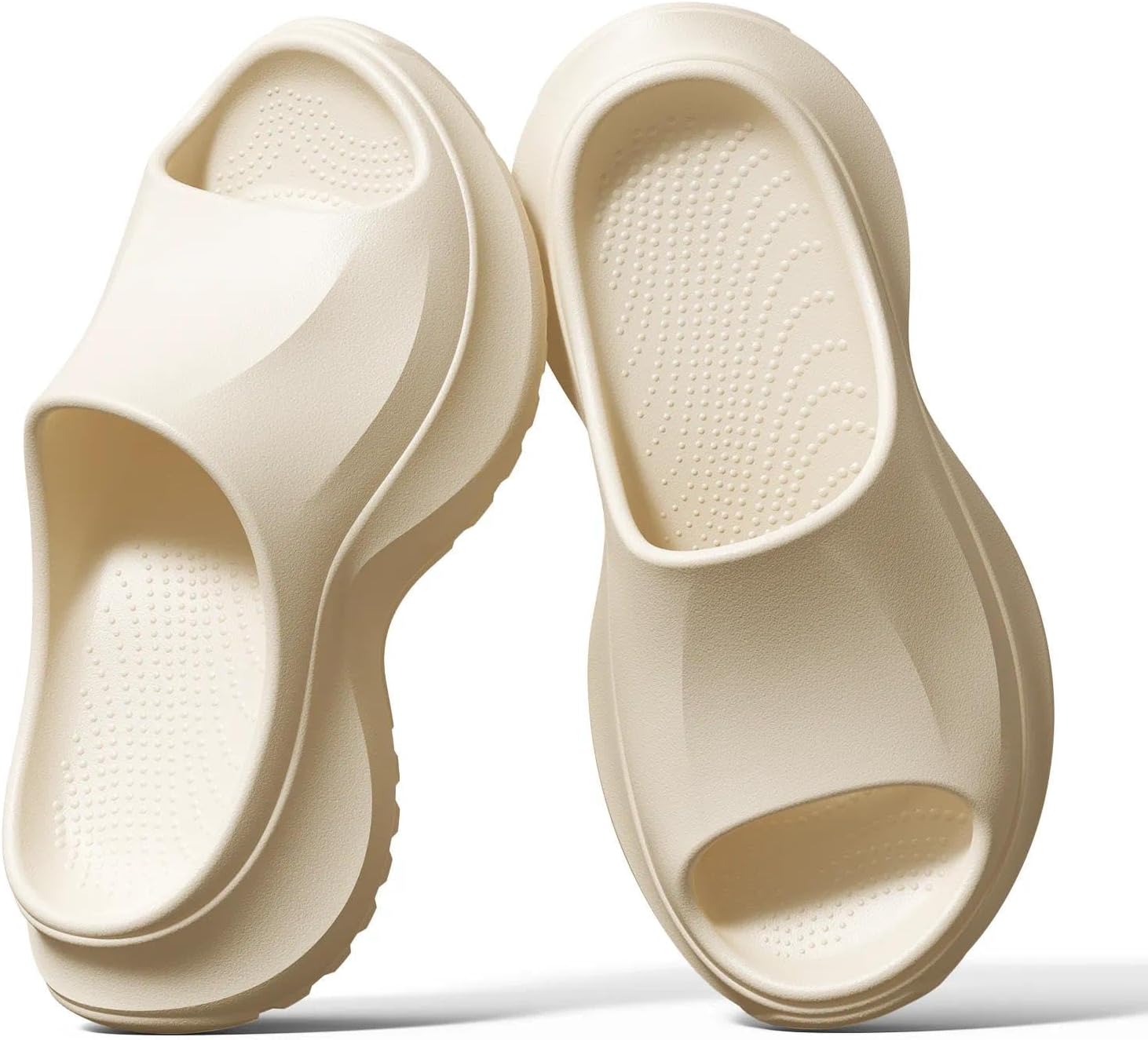 

Шлепанцы YASSIA Cloud Slides для женщин и мужчин - домашние тапочки с толстой амортизирующей подошвой, нескользящие садовые тапочки с открытым носком, сандалии для душа и бассейна для дома и улицы, Sand