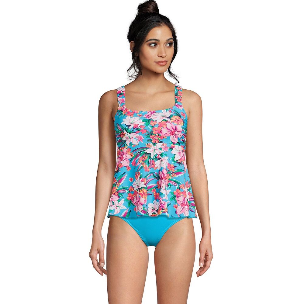 

Женский топ танкини Lands End Flutter Empire UPF 50 Lands' End, цвет Turquoise Lily Palm