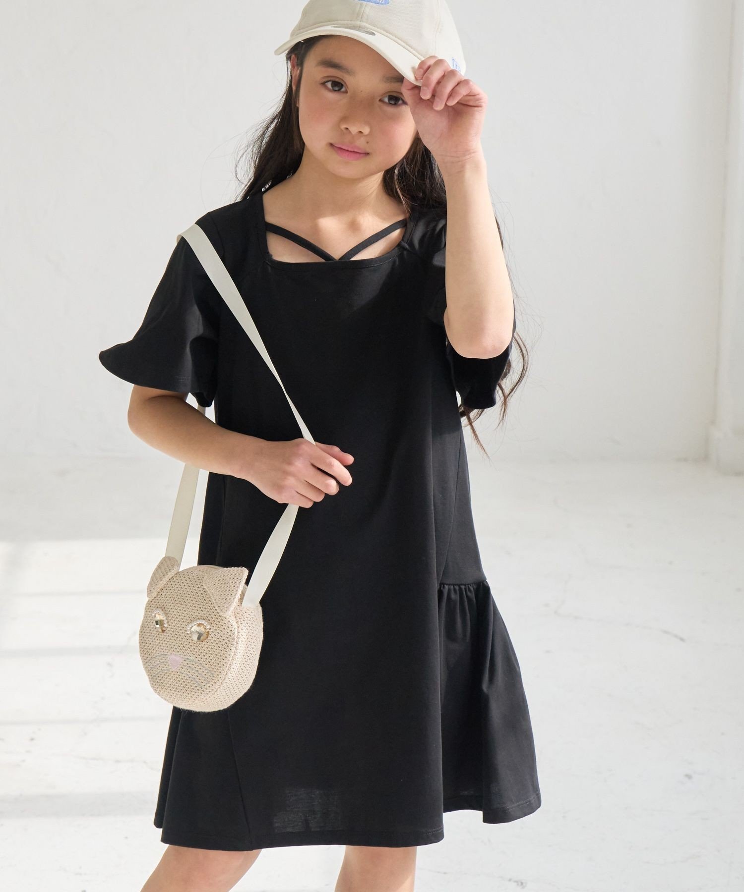 Дизайнерское платье с вырезом и пошивом горловины ROPE' PICNIC KIDS, Black (01)