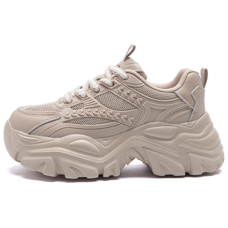 

Кроссовки низкие Chunky Unisex из спилка Cow AGSDON, хаки[breathable]l 231151