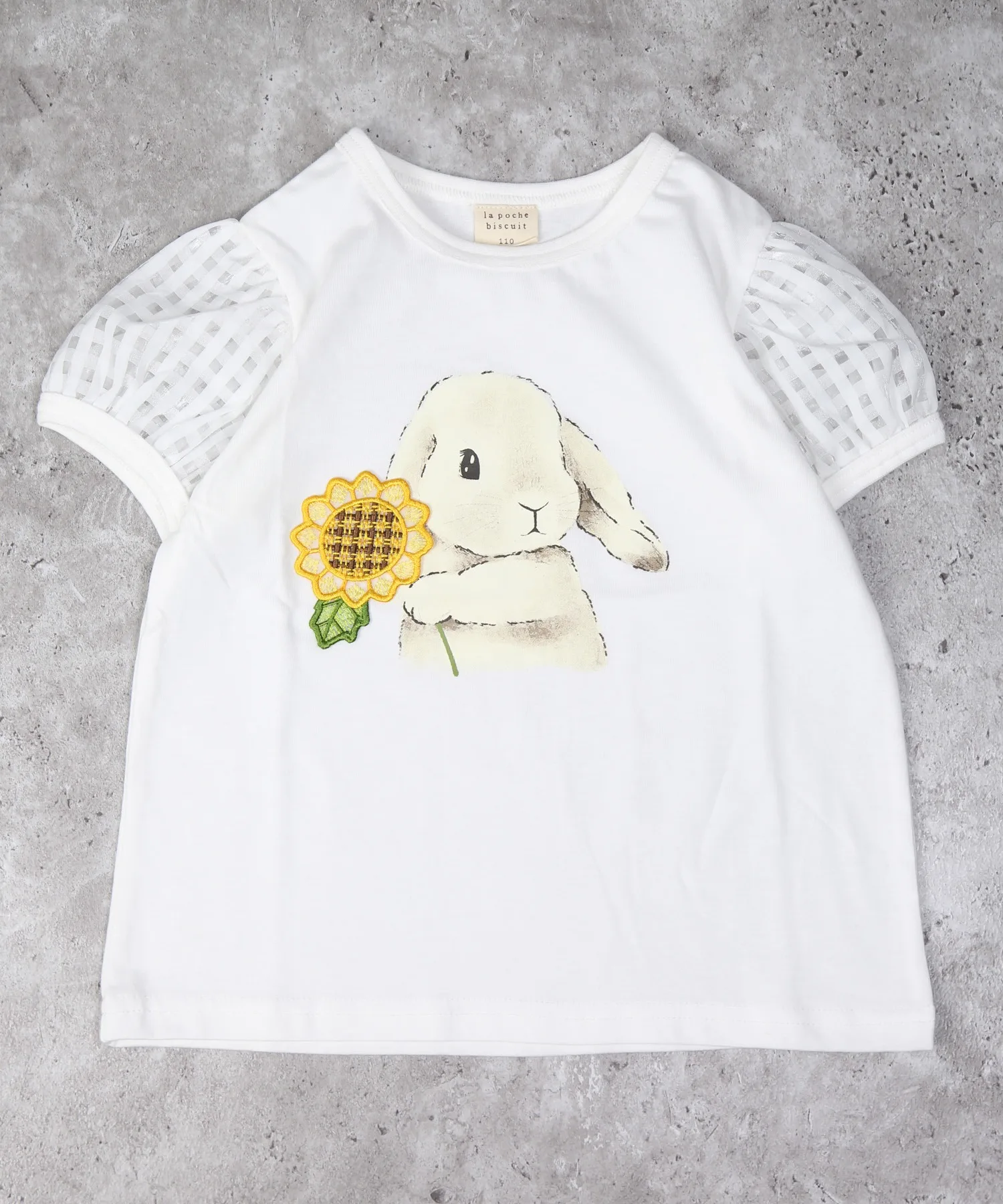 Детская футболка с кроликом и подсолнухами la poche biscuit off-white