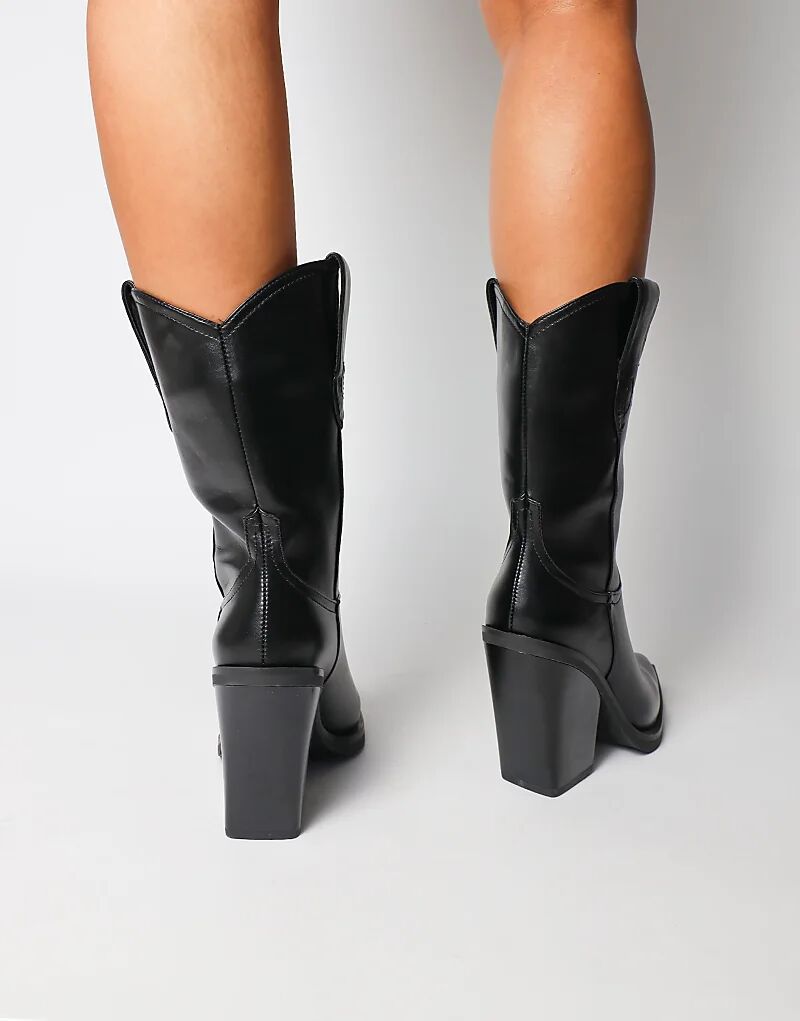 Ботинки в стиле вестерн на каблуке SIMMI Shoes Mercy черного цвета — фото 4