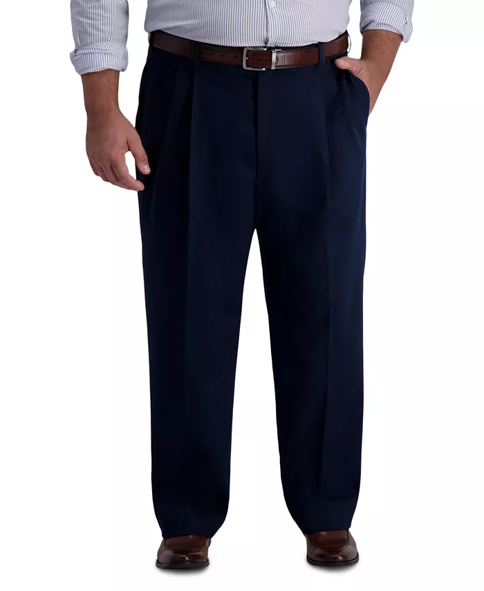 

Мужские классические брюки Big & Tall Iron Free Premium Khaki со складками Haggar, синий