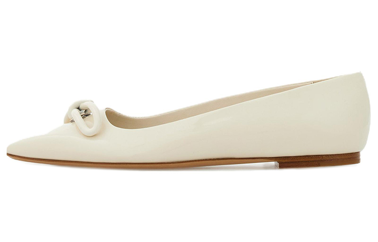 Балетки из лакированной кожи с узлом Ferragamo, White