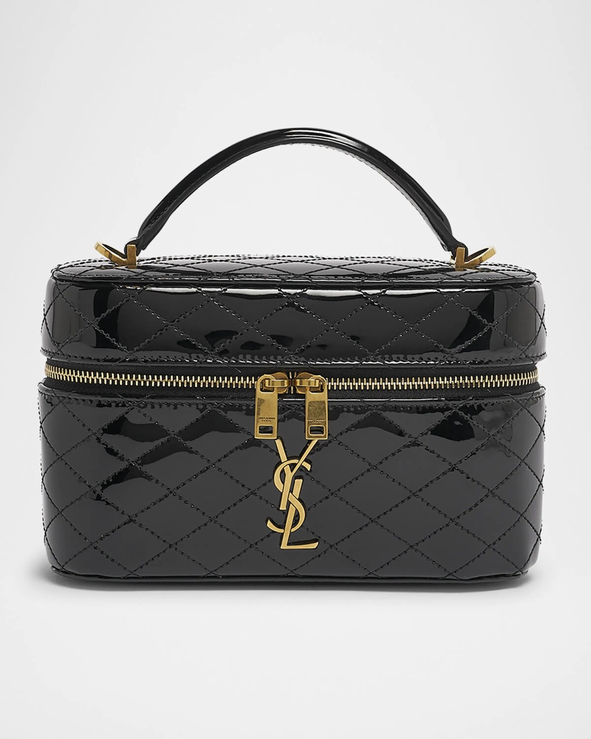 

Сумка Vanity YSL с верхней ручкой из стеганой лакированной кожи Saint Laurent, черный
