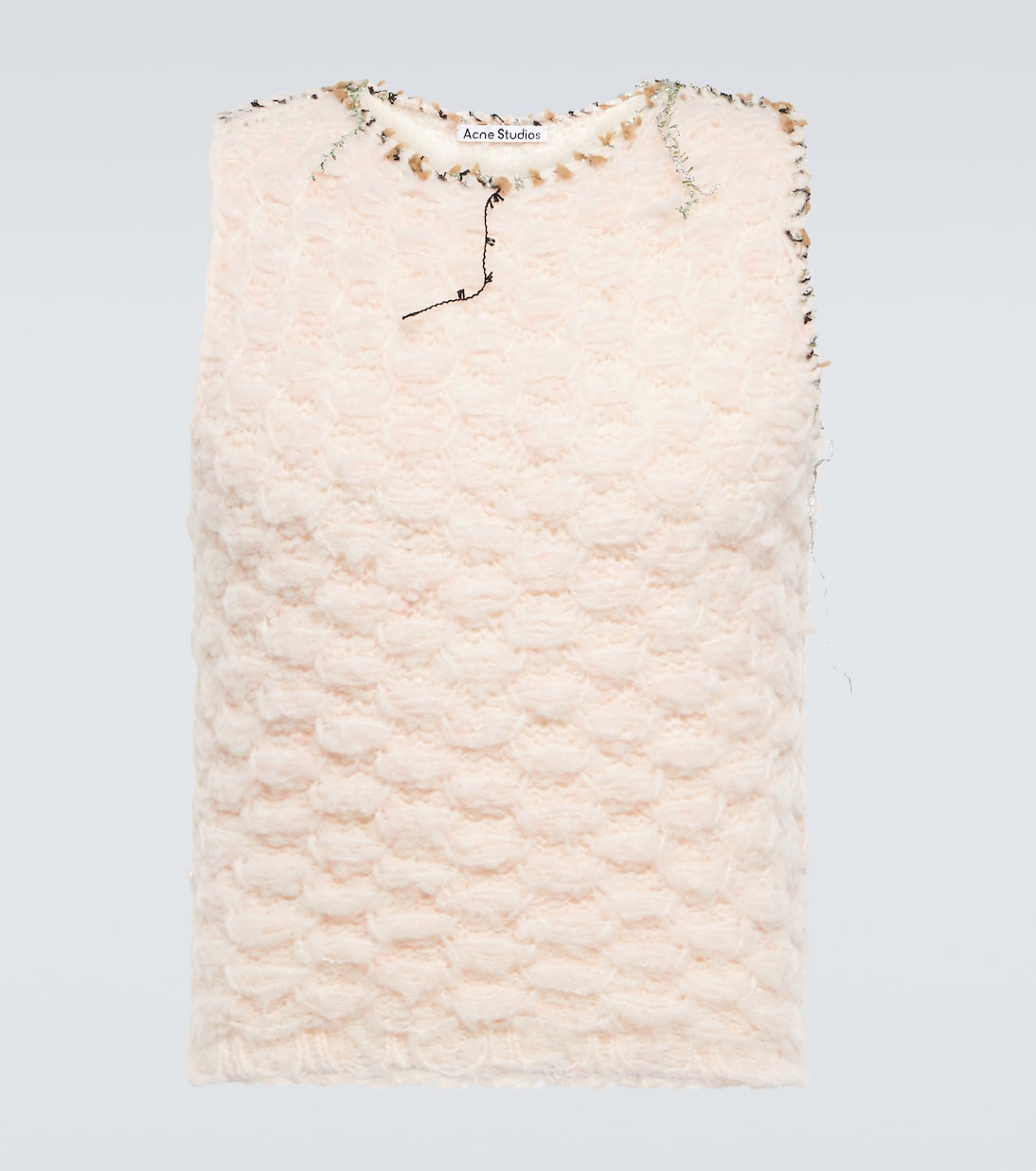 

Состаренный вязаный крючком жилет-свитер Acne Studios, Pastel Pink